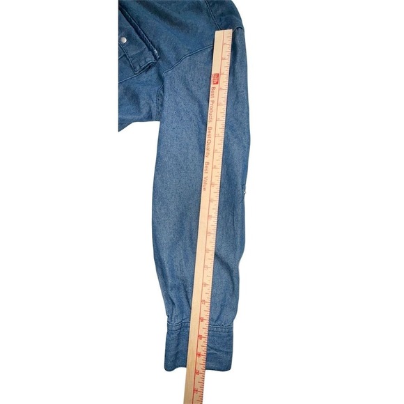 Kroix Women's snap front Long‎ Denim Dress Blue western Y2K L/S Large chambray - Picture 7 of 10